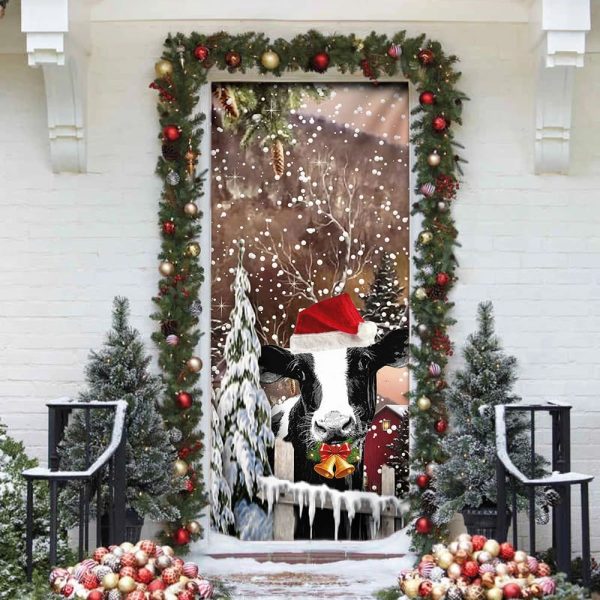 Christmas Cow Door Cover – Door Christmas Cover – Christmas Outdoor Decoration