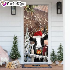 Christmas Cow Door Cover Door Christmas Cover Christmas Outdoor Decoration 7