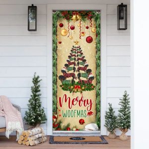 Christmas Dachshunds Tree Door Cover Door Christmas Cover Unique Gifts Doorcover 2