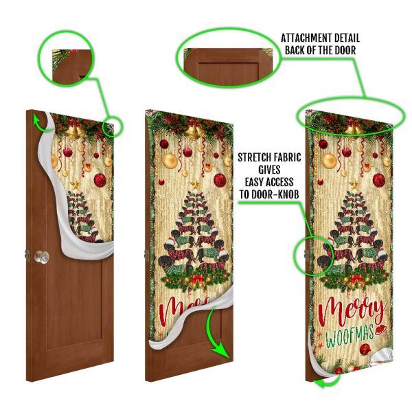 Christmas Dachshunds Tree Door Cover – Door Christmas Cover  – Unique Gifts Doorcover