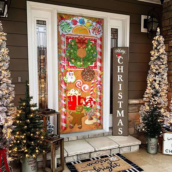 Christmas Ginger Bread Door Cover – Door Christmas Cover – Christmas Outdoor Decoration – Unique Gifts Doorcover