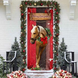Christmas Horse Door Cover Christmas Horse Decor Christmas Outdoor Decoration Unique Gifts Doorcover 1