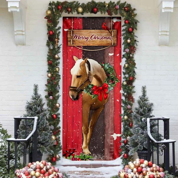 Christmas Horse Door Cover – Christmas Horse Decor – Christmas Outdoor Decoration – Unique Gifts Doorcover