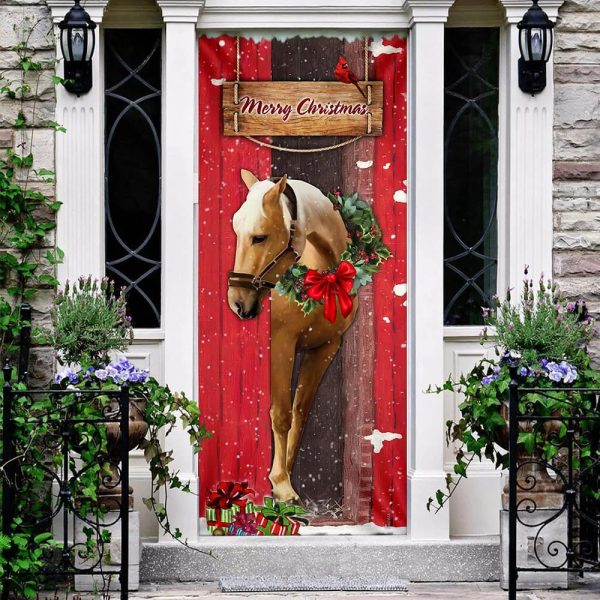 Christmas Horse Door Cover – Christmas Horse Decor – Christmas Outdoor Decoration – Unique Gifts Doorcover