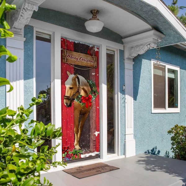 Christmas Horse Door Cover – Christmas Horse Decor – Christmas Outdoor Decoration – Unique Gifts Doorcover