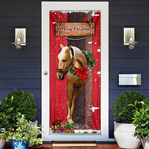 Christmas Horse Door Cover – Christmas Horse Decor – Christmas Outdoor Decoration – Unique Gifts Doorcover