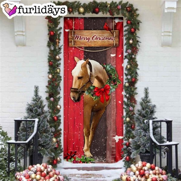 Christmas Horse Door Cover – Christmas Horse Decor – Christmas Outdoor Decoration – Unique Gifts Doorcover