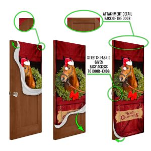 Christmas Horse Door Cover Merry Christmas Horse In Stable Door Cover Christmas Outdoor Decoration 7