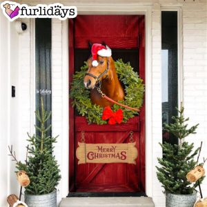 Christmas Horse Door Cover Merry Christmas Horse In Stable Door Cover Christmas Outdoor Decoration 8