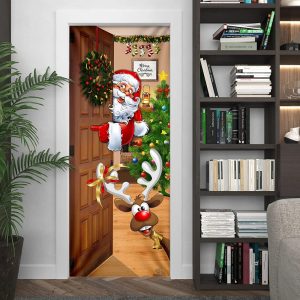 Christmas Is Coming Door Cover Santa Claus Door Cover Christmas Outdoor Decoration Unique Gifts Doorcover 4