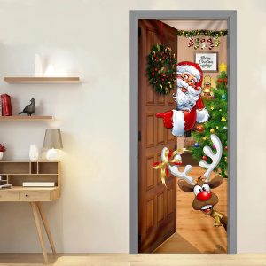Christmas Is Coming Door Cover Santa Claus Door Cover Christmas Outdoor Decoration Unique Gifts Doorcover 5