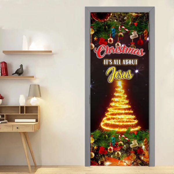 Christmas It’s All About Jesus Door Cover  – Christmas Door Cover – Christmas Outdoor Decoration – Unique Gifts Doorcover