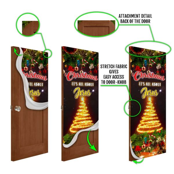 Christmas It’s All About Jesus Door Cover  – Christmas Door Cover – Christmas Outdoor Decoration – Unique Gifts Doorcover