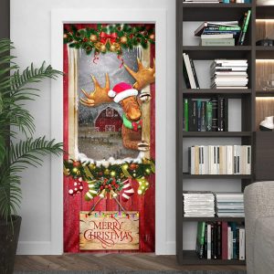 Christmas Moose Door Cover Door Christmas Cover Christmas Outdoor Decoration Unique Gifts Doorcover 5