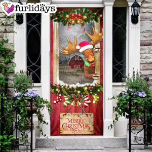 Christmas Moose Door Cover Door Christmas Cover Christmas Outdoor Decoration Unique Gifts Doorcover 6