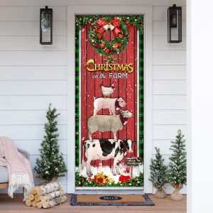 Christmas On The Farm Cattle Door Cover Christmas Outdoor Decoration Unique Gifts Doorcover 1