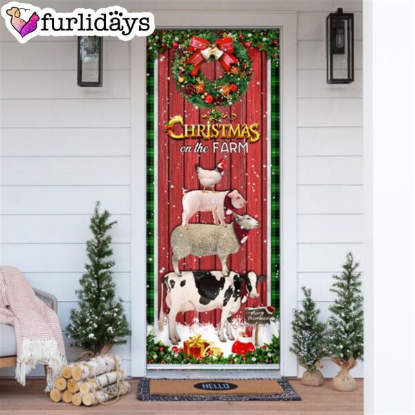 Christmas On The Farm Cattle Door Cover – Christmas Outdoor Decoration – Unique Gifts Doorcover