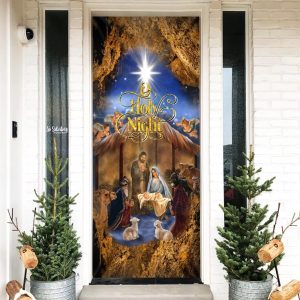 Christmas Silent Night Door Cover Jesus Is Born Door Christmas Cover Christmas Outdoor Decoration Unique Gifts Doorcover 1