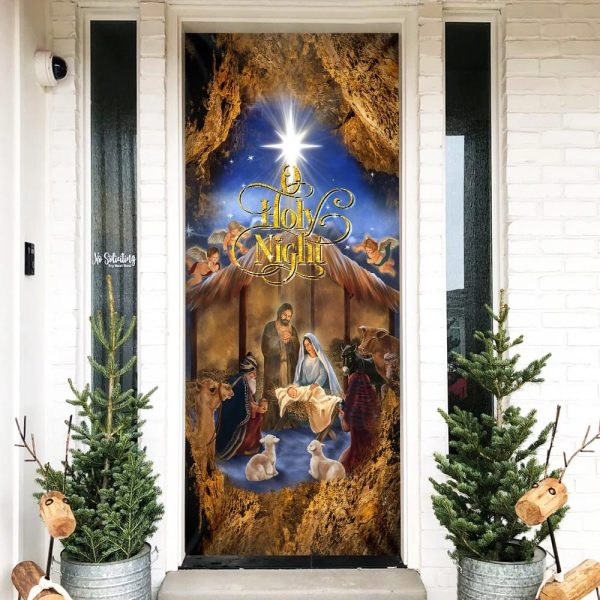 Christmas Silent Night Door Cover Jesus Is Born – Door Christmas Cover – Christmas Outdoor Decoration – Unique Gifts Doorcover