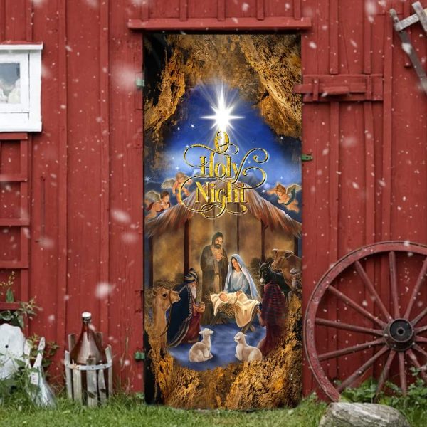 Christmas Silent Night Door Cover Jesus Is Born – Door Christmas Cover – Christmas Outdoor Decoration – Unique Gifts Doorcover