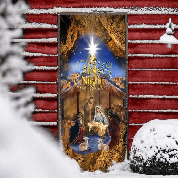 Christmas Silent Night Door Cover Jesus Is Born – Door Christmas Cover – Christmas Outdoor Decoration – Unique Gifts Doorcover