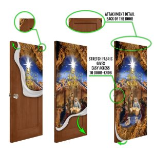 Christmas Silent Night Door Cover Jesus Is Born Door Christmas Cover Christmas Outdoor Decoration Unique Gifts Doorcover 6