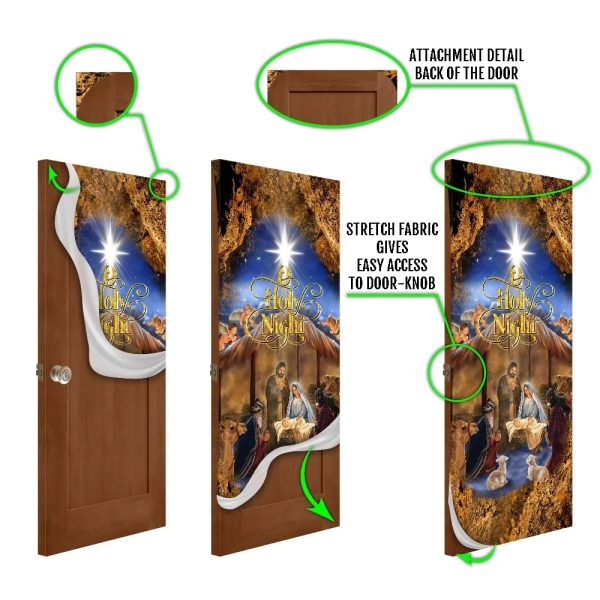 Christmas Silent Night Door Cover Jesus Is Born – Door Christmas Cover – Christmas Outdoor Decoration – Unique Gifts Doorcover