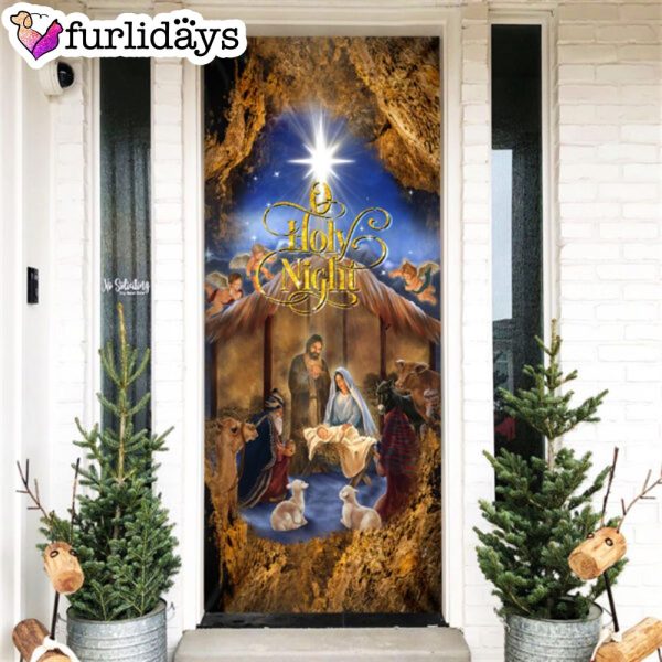 Christmas Silent Night Door Cover Jesus Is Born – Door Christmas Cover – Christmas Outdoor Decoration – Unique Gifts Doorcover