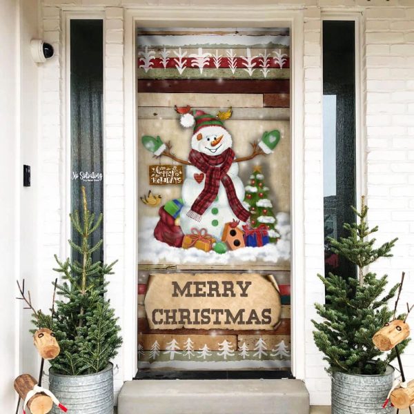 Christmas Snowman Door Cover – Door Christmas Cover – Christmas Outdoor Decoration – Unique Gifts Doorcover