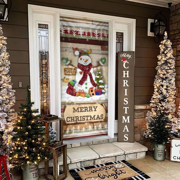 Christmas Snowman Door Cover – Door Christmas Cover – Christmas Outdoor Decoration – Unique Gifts Doorcover