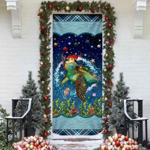 Christmas Turtle Door Cover Door Christmas Cover Christmas Outdoor Decoration Unique Gifts Doorcover 4