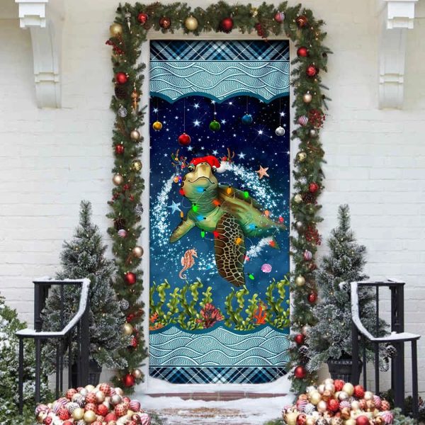 Christmas Turtle Door Cover – Door Christmas Cover – Christmas Outdoor Decoration – Unique Gifts Doorcover