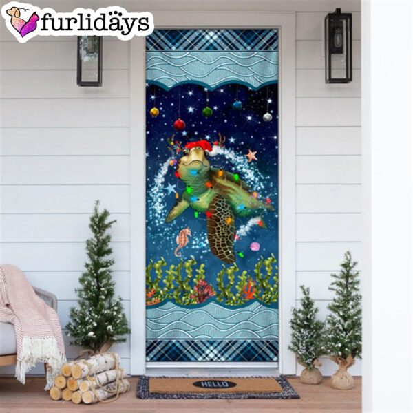 Christmas Turtle Door Cover – Door Christmas Cover – Christmas Outdoor Decoration – Unique Gifts Doorcover