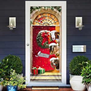 Christmas With My Herd Goat Cattle Farmer Door Cover Door Christmas Cover Christmas Outdoor Decoration 2