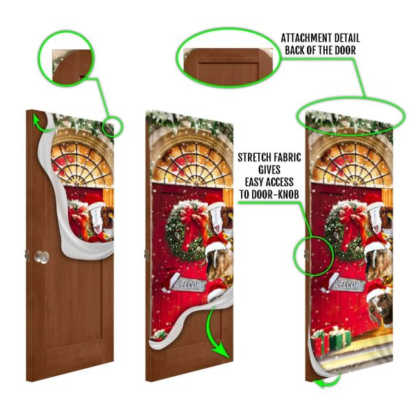 Christmas With My Herd Goat Cattle Farmer Door Cover – Door Christmas Cover – Christmas Outdoor Decoration