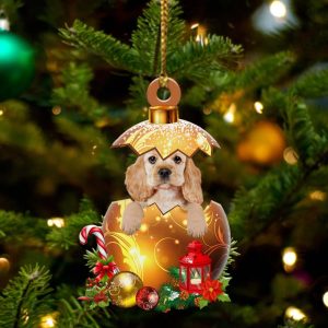 Cocker-Spaniel In Golden Egg Christmas Ornament…