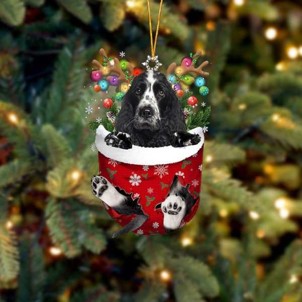 Cocker Spaniel 1 In Snow Pocket Christmas Ornament – Two Sided Christmas Plastic Hanging