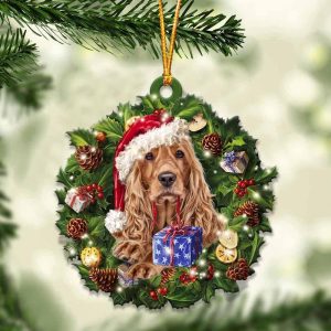 Cocker Spaniel And Christmas Ornament – Acrylic Dog Ornament – Gifts For Dog Lovers