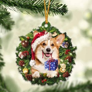 Corgi And Christmas Ornament – Acrylic Dog Ornament – Gifts For Dog Lovers