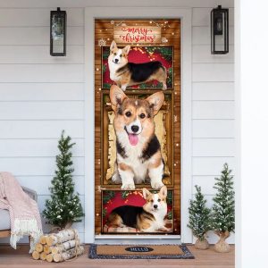 Corgi Christmas Door Cover – Gift…