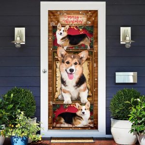 Corgi Christmas Door Cover Gift For Corgi Lover Christmas Outdoor Decoration Unique Gifts Doorcover 2