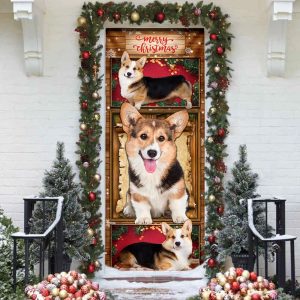 Corgi Christmas Door Cover Gift For Corgi Lover Christmas Outdoor Decoration Unique Gifts Doorcover 4