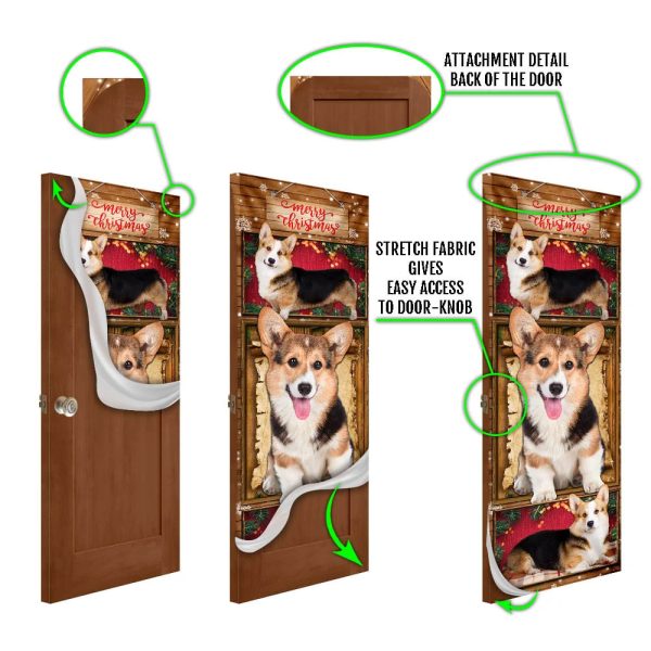 Corgi Christmas Door Cover – Gift For Corgi Lover – Christmas Outdoor Decoration – Unique Gifts Doorcover