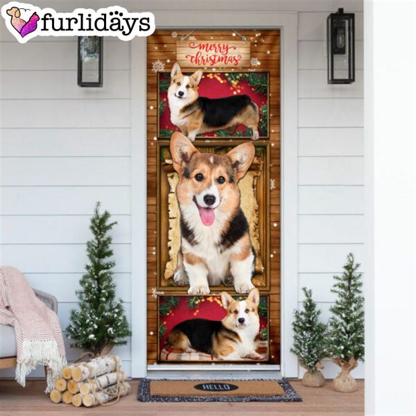Corgi Christmas Door Cover – Gift For Corgi Lover – Christmas Outdoor Decoration – Unique Gifts Doorcover