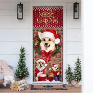 Corgi Happy House Christmas Door Cover Gift For Corgi Lover Christmas Outdoor Decoration Gifts For Dog Lovers 1