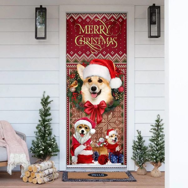 Corgi Happy House Christmas Door Cover – Gift For Corgi Lover – Christmas Outdoor Decoration – Gifts For Dog Lovers