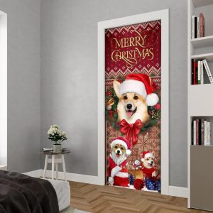Corgi Happy House Christmas Door Cover Gift For Corgi Lover Christmas Outdoor Decoration Gifts For Dog Lovers 5