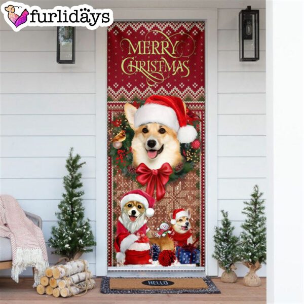 Corgi Happy House Christmas Door Cover – Gift For Corgi Lover – Christmas Outdoor Decoration – Gifts For Dog Lovers