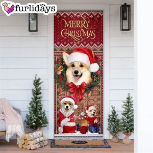 Corgi Happy House Christmas Door Cover Xmas Gifts For Pet Lovers Christmas Decor