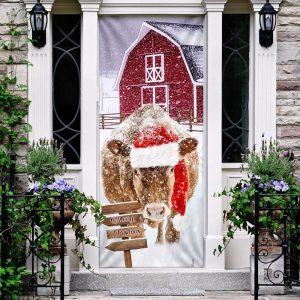 Cow Barn Merry Christmas Door Cover Door Christmas Cover Cow Lover Gifts Unique Gifts Doorcover 2